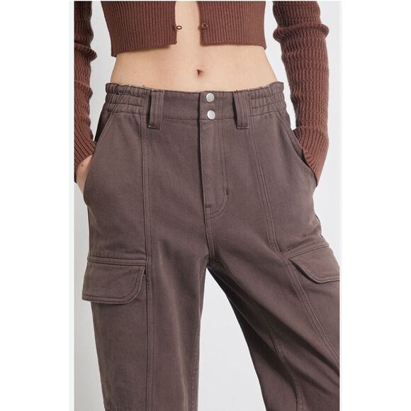 PacSun Elastic Waist Cargo Jeans – Brown Utility Streetwear – women’s M - Picture 2 of 12